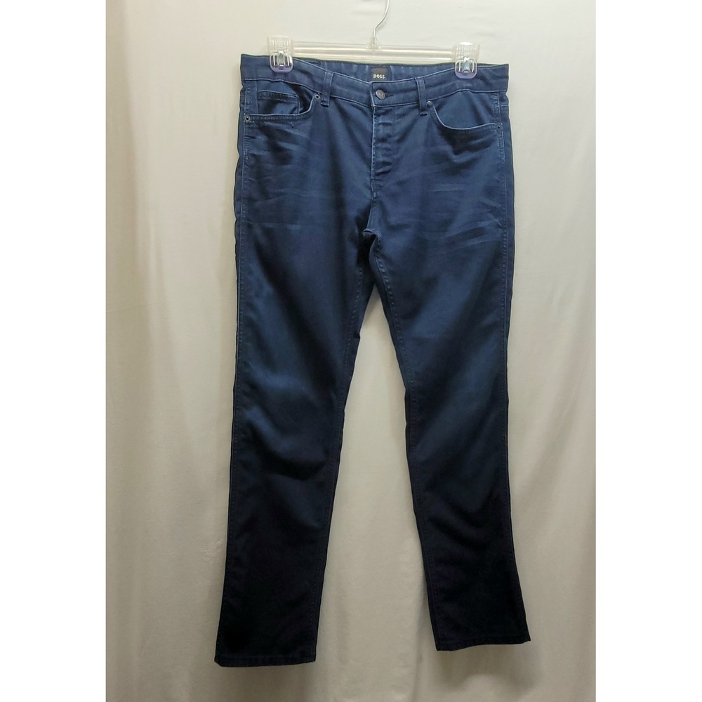 BOSS Hugo Boss Delaware Slim Fit Jeans Mens Dark Blue Wash Denim Button Fly